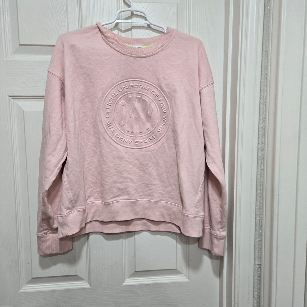 DKNY Sport Official Uniform Embossed Logo Sweatshirt Pink Large - Picture 10 of 13